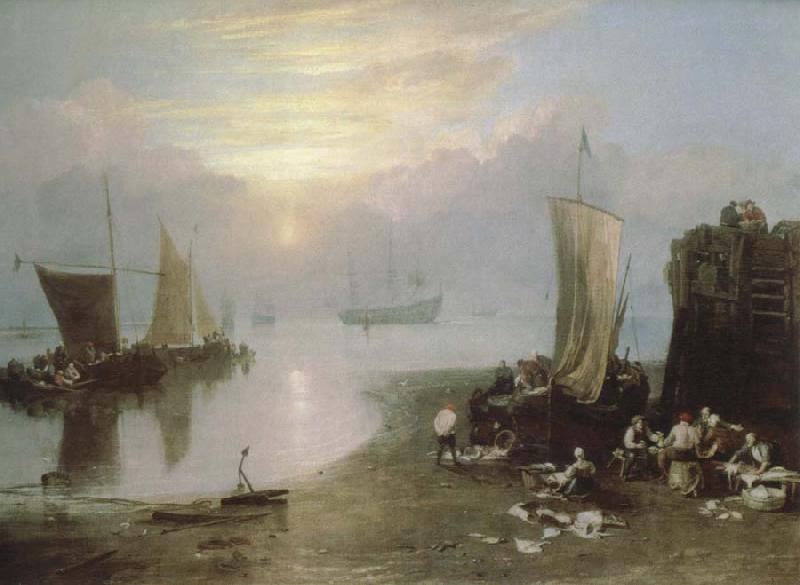 J.M.W. Turner sun rising through vapour:fishermen cleaning and selling fish